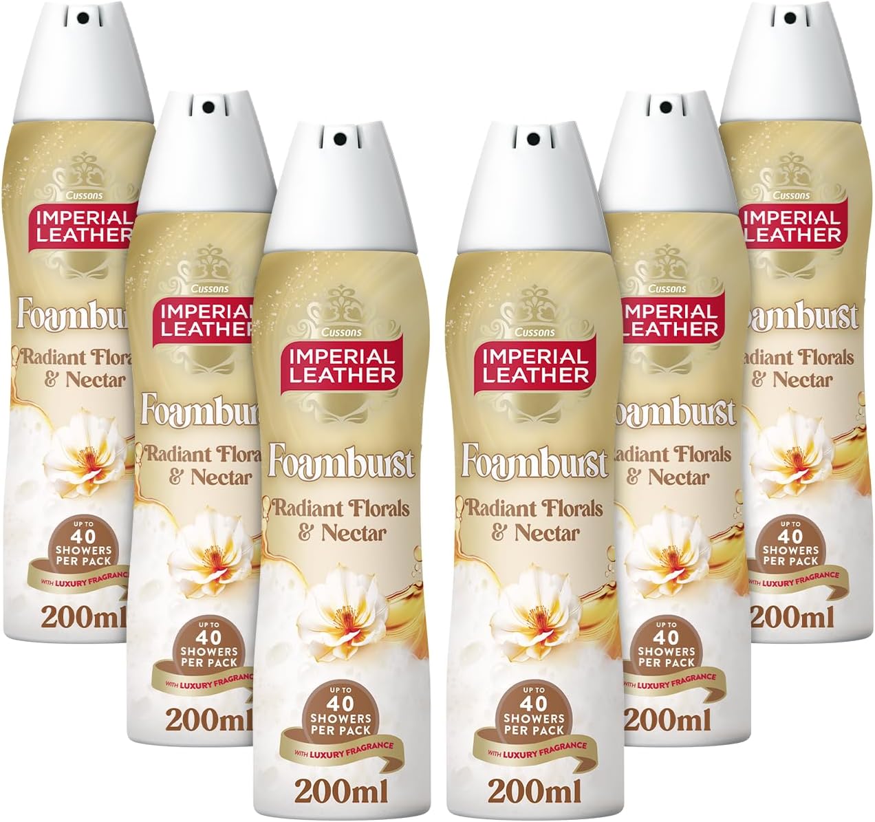 Foamburst - Moisturising Body Wash, Jasmine & Vanilla Orchid Fragrance with Luxurious Foam Lather - Gentle Skin Care Bulk Buy (6 X 200ml), 200 ml (Pack of 6)