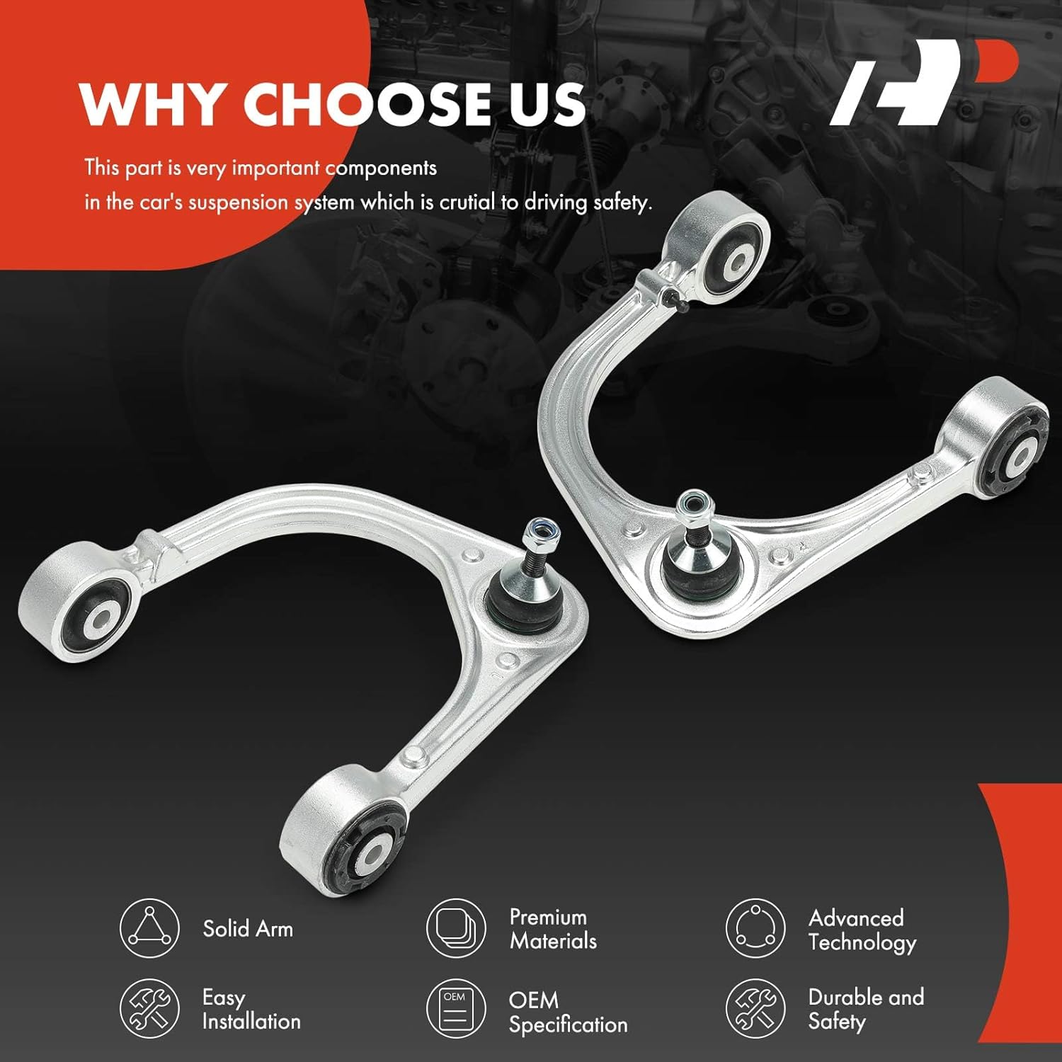 A-Premium 2 x Front Upper Control Arm, with Ball Joint & Bushing, Compatible with Cadillac CTS 2008 2009 2010 2011 2012 2013 2014 2015, RWD Only