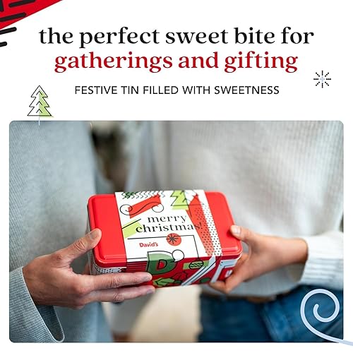 Miniatura 30 de David's Cookies Mini galletas navideñas en lata de muestra dulce, mini galletas navideñas surtidas con chispas de chocolate y chocolate blanco