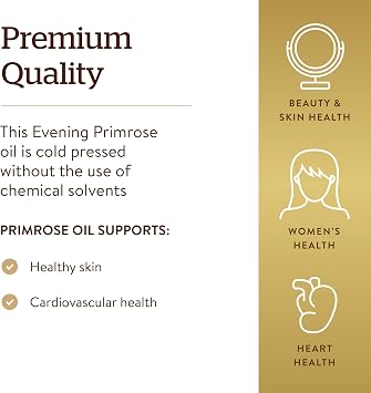 Solgar Evening Primrose Oil 500 mg, 180 Softgels - Promotes Healthy Skin & Cardiovascular Health - Nutritional Support for Women - Gluten Free, Dairy Free - 180 Servings