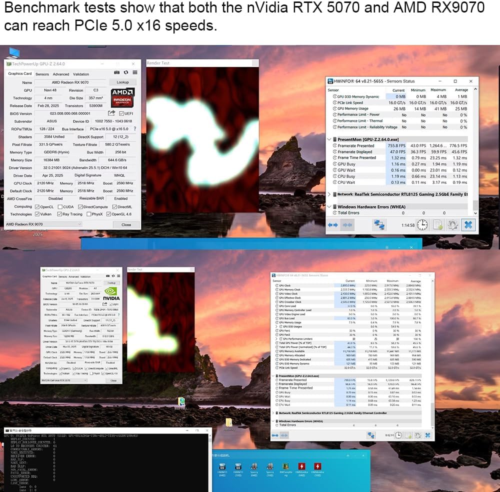 OwlTree PCIE 5.0 Riser for 50 Graphics Cards, PCIe 5.0 x16 Gen5 Max 512Gbps, Compatible with RTX50 RX9000 Series RTX 5050 5060 5070 5080 5090 RX9060 RX9070 Graphics Cards (90 Degree Adapter 7.87inch)