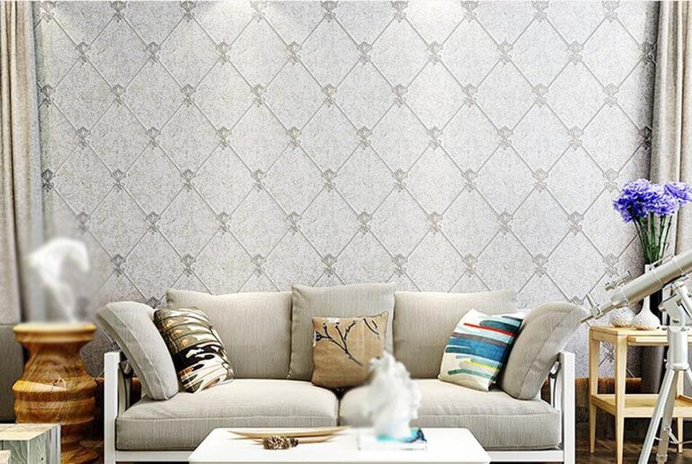 PQMS Simple modern nonwoven fabric wallpaper bedroom sofa television