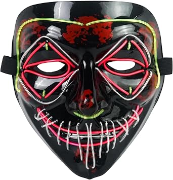 Luwint LED Light Up Mask for Halloween - Scary Glowing Mask with 3 Lighting Modes for Costume Cosplay Rave Party Carnival