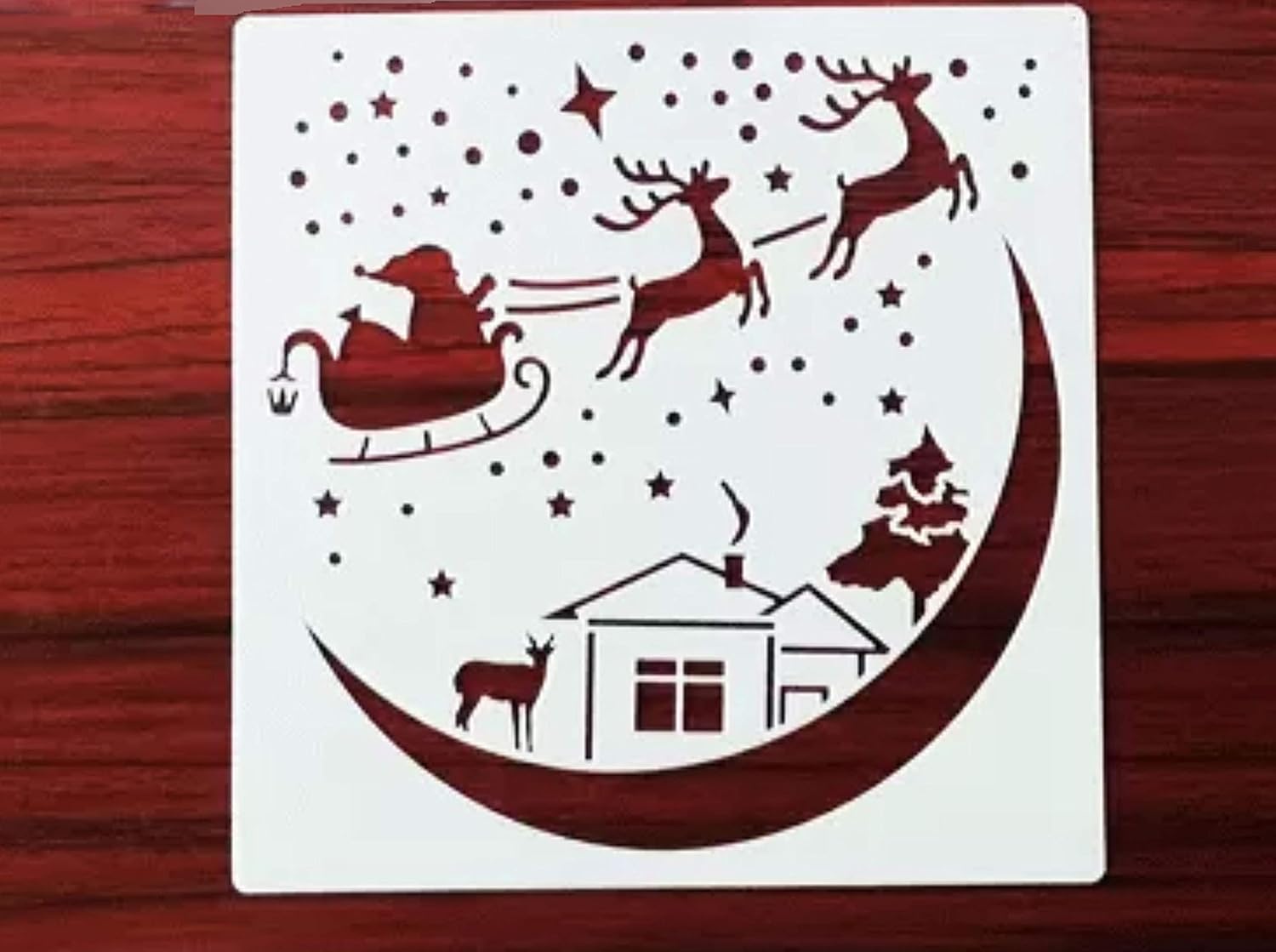 Pochoir réutilisable motif renne de Noël et Père Noël, format A5, A4