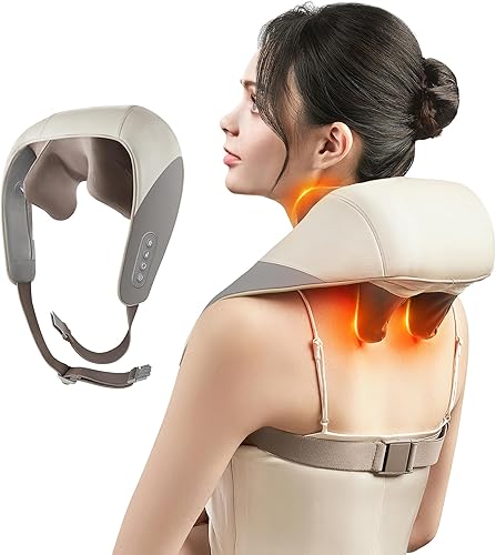 SORELAX Mini masajeador de cuello Shiatsu, masajeador de hombro y cuello con calor para aliviar el dolor de tejido profundo, cuello, espalda,