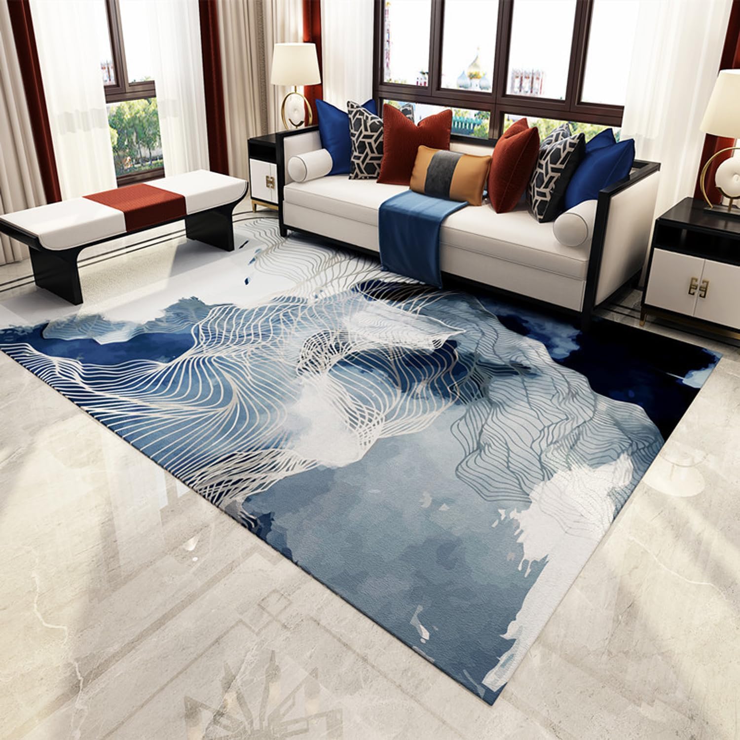 Heated Mat, Skid-Proof Pad for Heated Rug for Large Rooms, Soft Plush Carpet Indoor Space Heater, Floor Heating Mat, Heated Foot Warmer with Timer Fast, for Home/Office,180x200cm