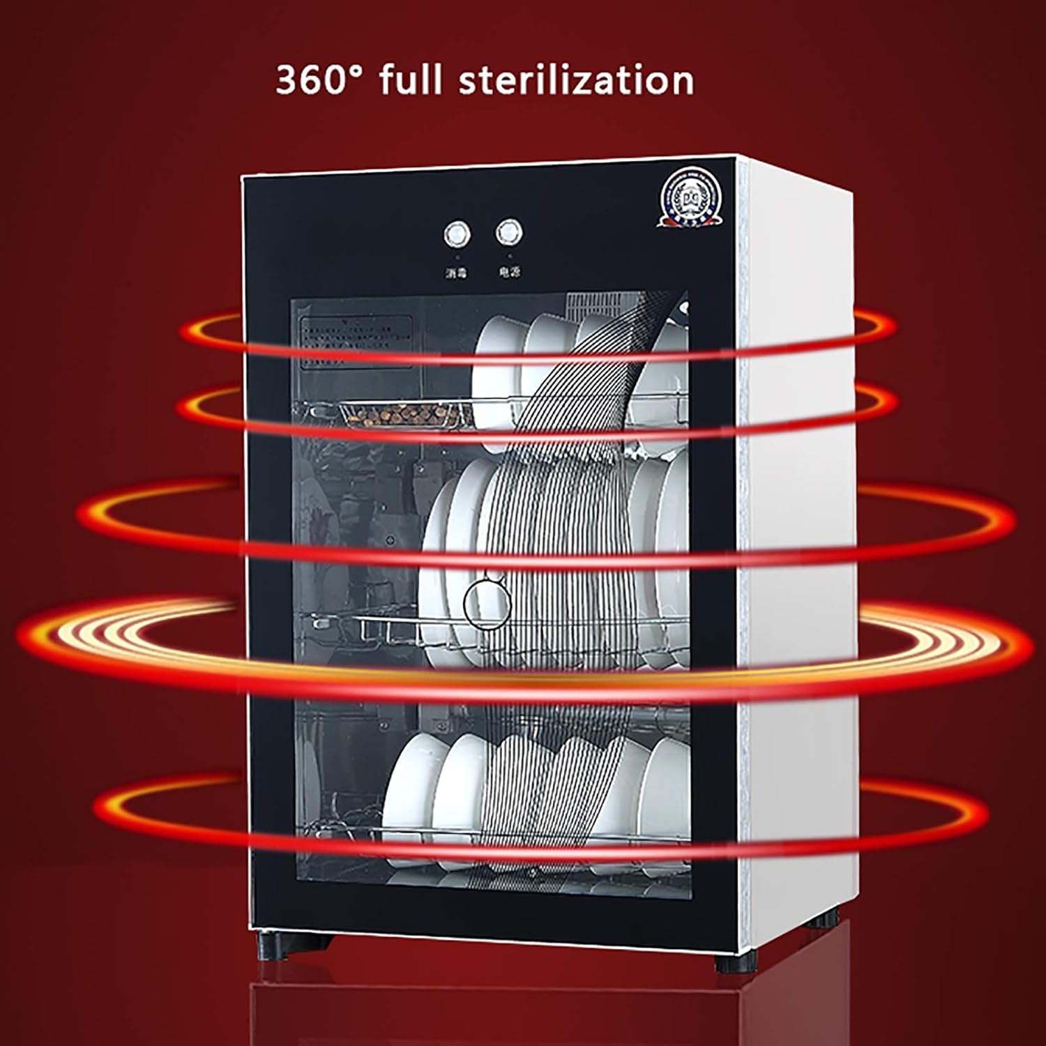 Gabinete de desinfección de esterilización de Escritorio para el hogar Gabinete de té Comercial multifunción Hogar Vertical de Alta Temperatura para Platos Vajilla de Cocina 60L