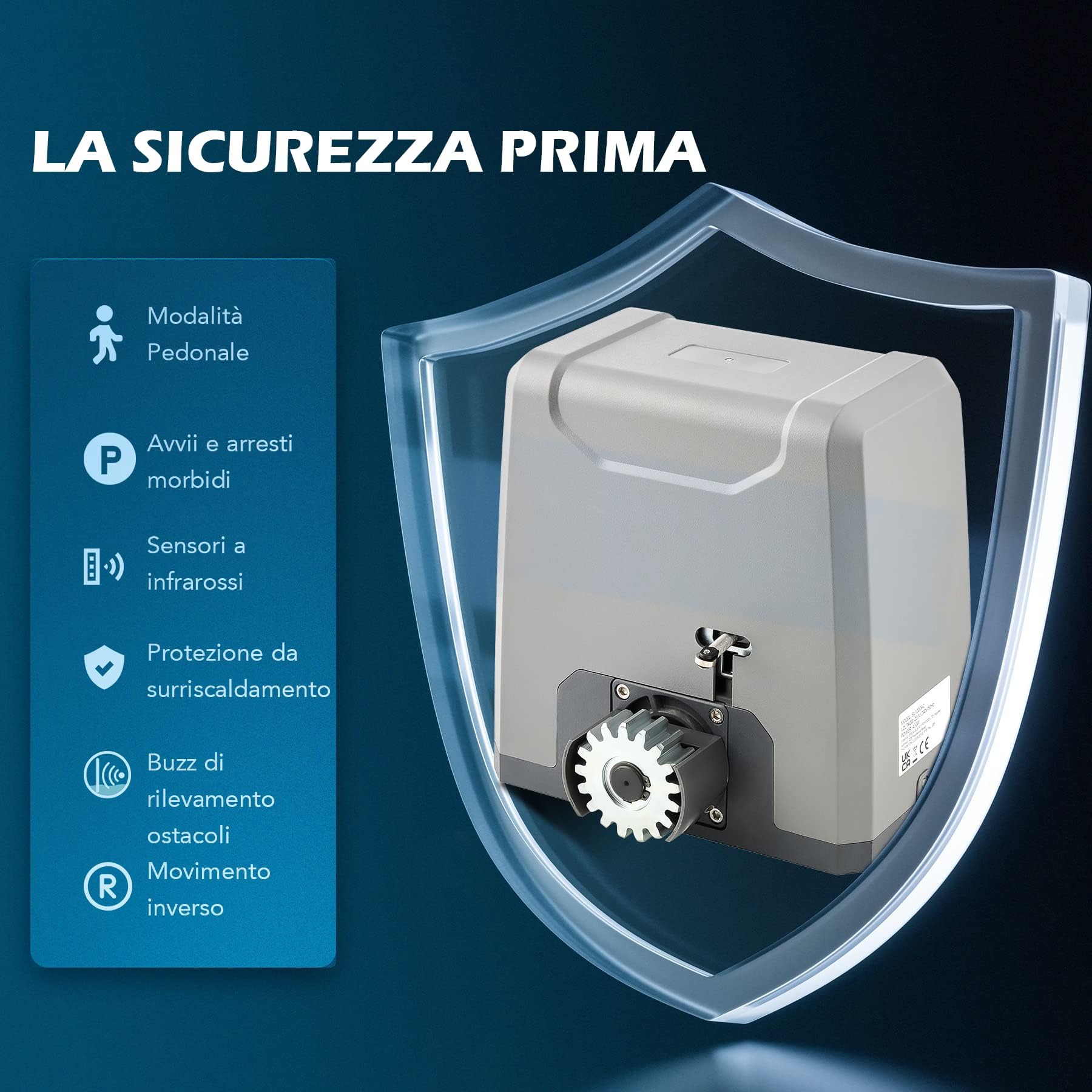 CO-Z 400W Motore Cancello Scorrevole, Kit Automazione Cancello Scorrevole per Porte Fino a 1000kg 12m con 2 Telecomandi, 4m Cremagliera e Sensori a Infrarossi per Giardino Garage