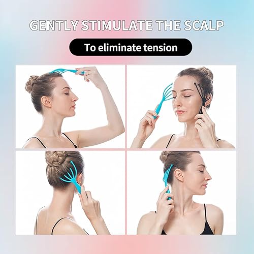 Miniatura 2 de Paquete de 2 masajeadores de cabeza para el crecimiento del cabello, masajeador de mano estimulante del cuero cabelludo para relajación profunda y