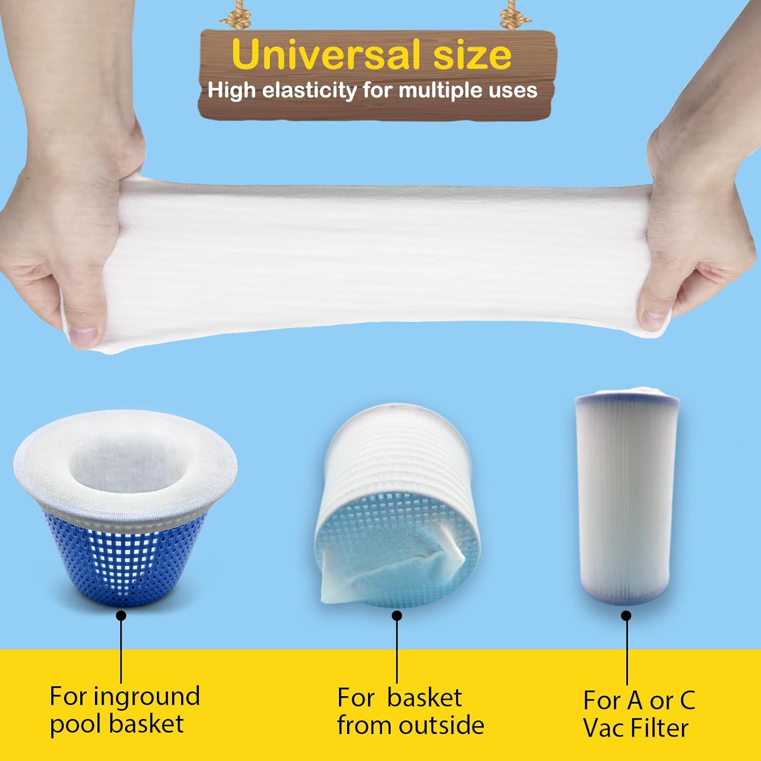 50 Pack Pool Filter Socks for Pool Skimmer, Pool Skimmer Socks for Inground Pool Or Above Ground Pool Filter, Ultra Fine Mesh Screen Liner Skimmer Basket Sock Scum Sock Saver, Debris Leaves Catcher - Image 2