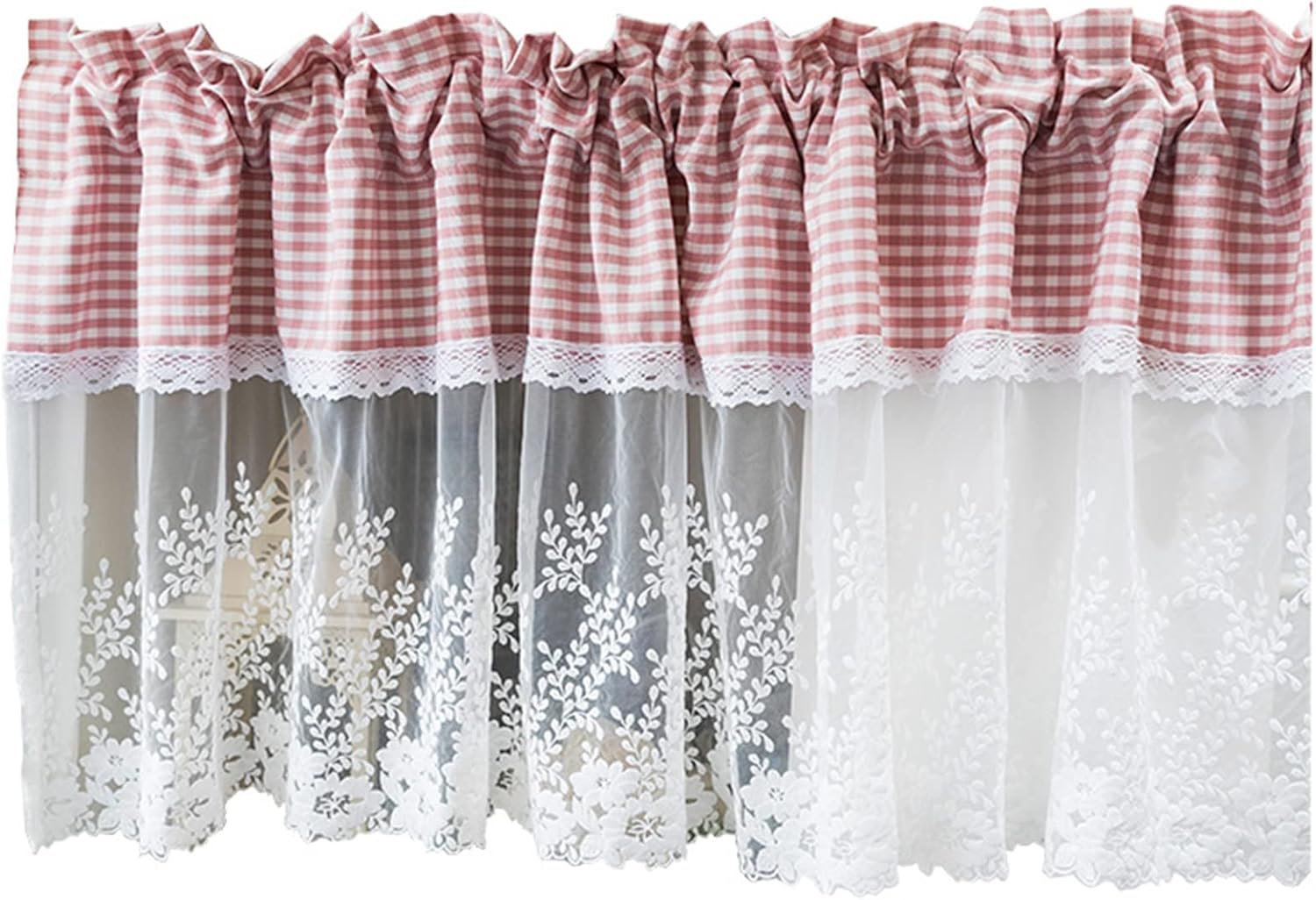 Kitchen Curtain, Cotton Linen Lace Kitchen Curtain,Privacy Semi Sheerfor Balcony, Kitchen, Bedroom, Living Room, Country Style Bistro Curtainfor Sink Laundry Room ( Size : 250*50cm(98.4*19.6in) )