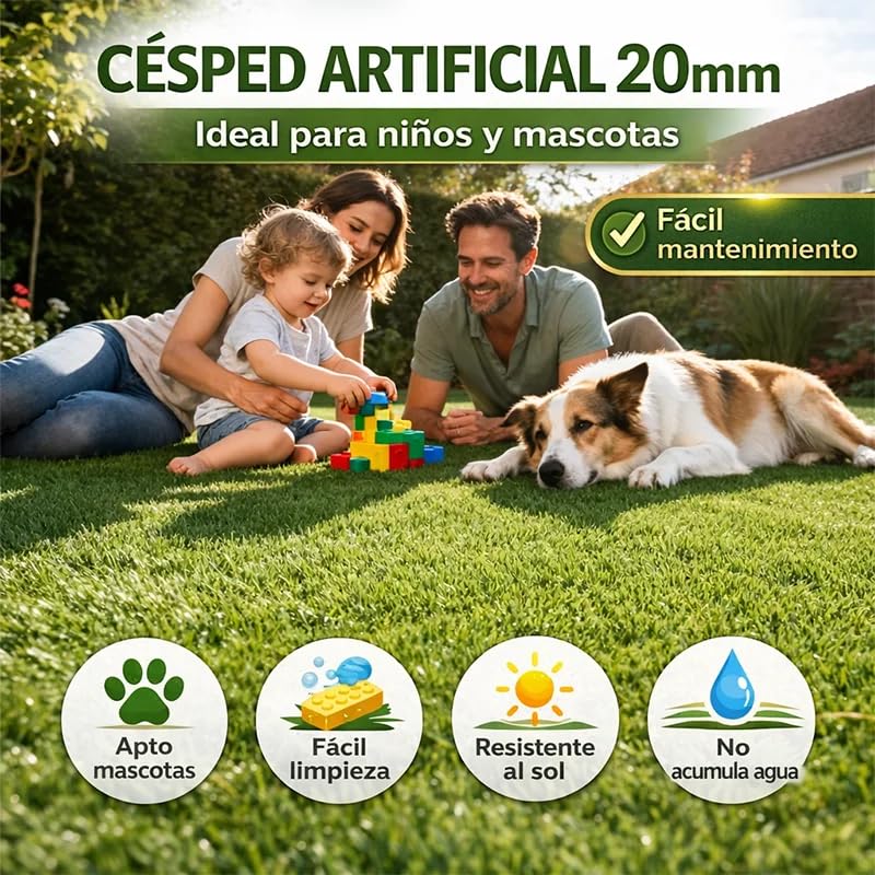 Pavimentos Arquiservi - Césped Artificial Forever Basic 20mm - Rollo 1x5m (5m²) - Realismo y Confort para Jardín, Terraza, Piscinas y Balcones