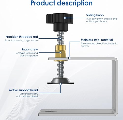 Miniatura 4 de 2 abrazaderas de instalación frontales de cajón, clips de fijación de cajones de acero inoxidable, plantilla ajustable para carpintería, armarios de