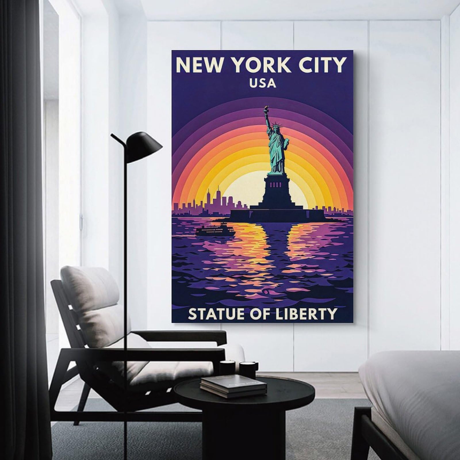 Junmoney Hanging Wall Art Statue of Liberty New York City, 24x36inch(60x90cm), for Sofa Walls, Lounge Or Home Corners, Canvas Styling for A Polished Room Look