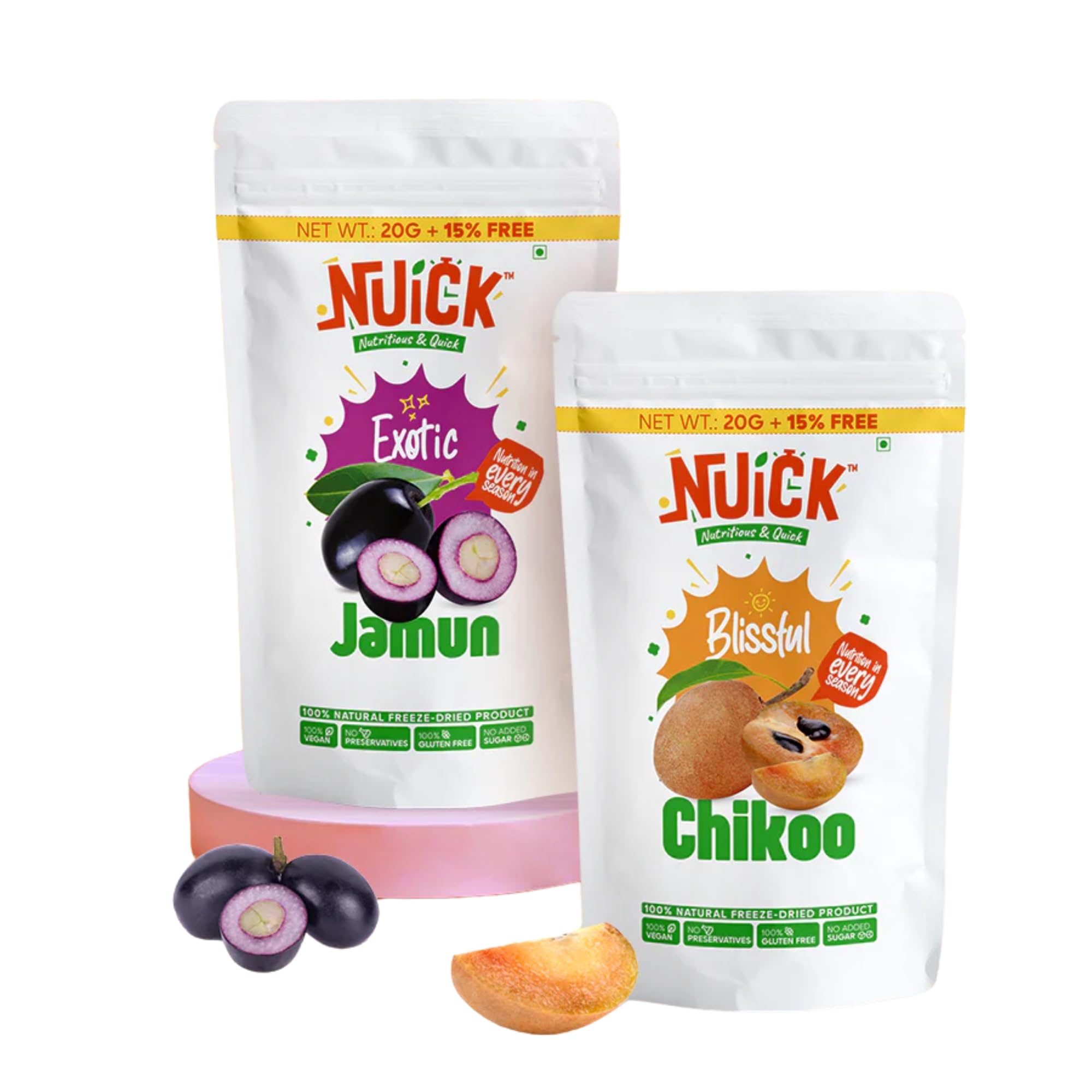 NUICK Combo of Freeze Dried Chikoo and Jamun | Pack of 2 | 100% Natural fruit, No Preservative, No Added Sugar, Not Frozen | Nutritious and Crunchy Snacks for Kids and Adults-picture-15