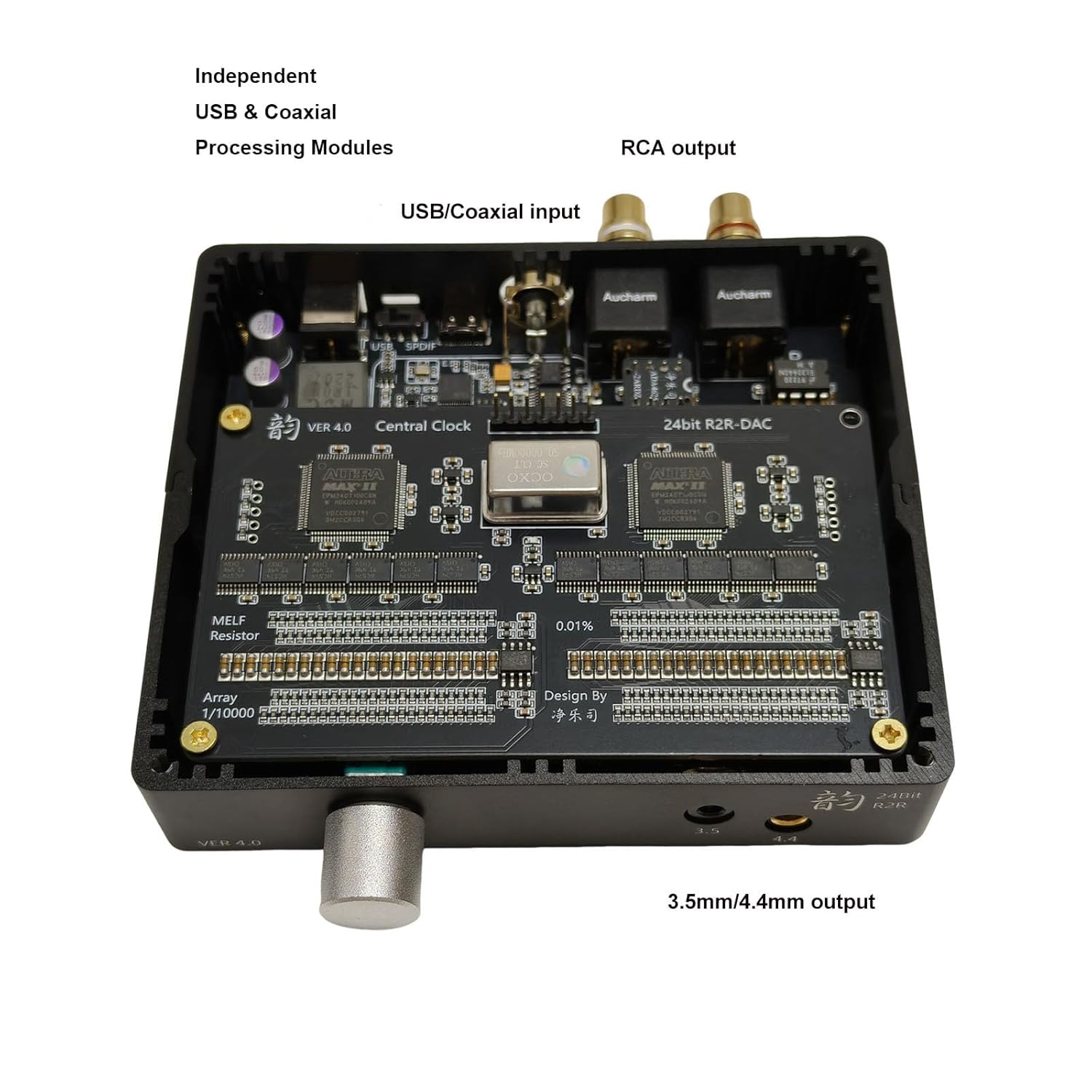 V4 R2R Ladder DAC & Headphone Amplifier, Fully Balanced Desktop Audio Decoder with EI-Core Linear Power Supply (LPS), 24bit/192kHz NOS Architecture, USB/Coaxial Input, XLR/4.4mm/RCA Output