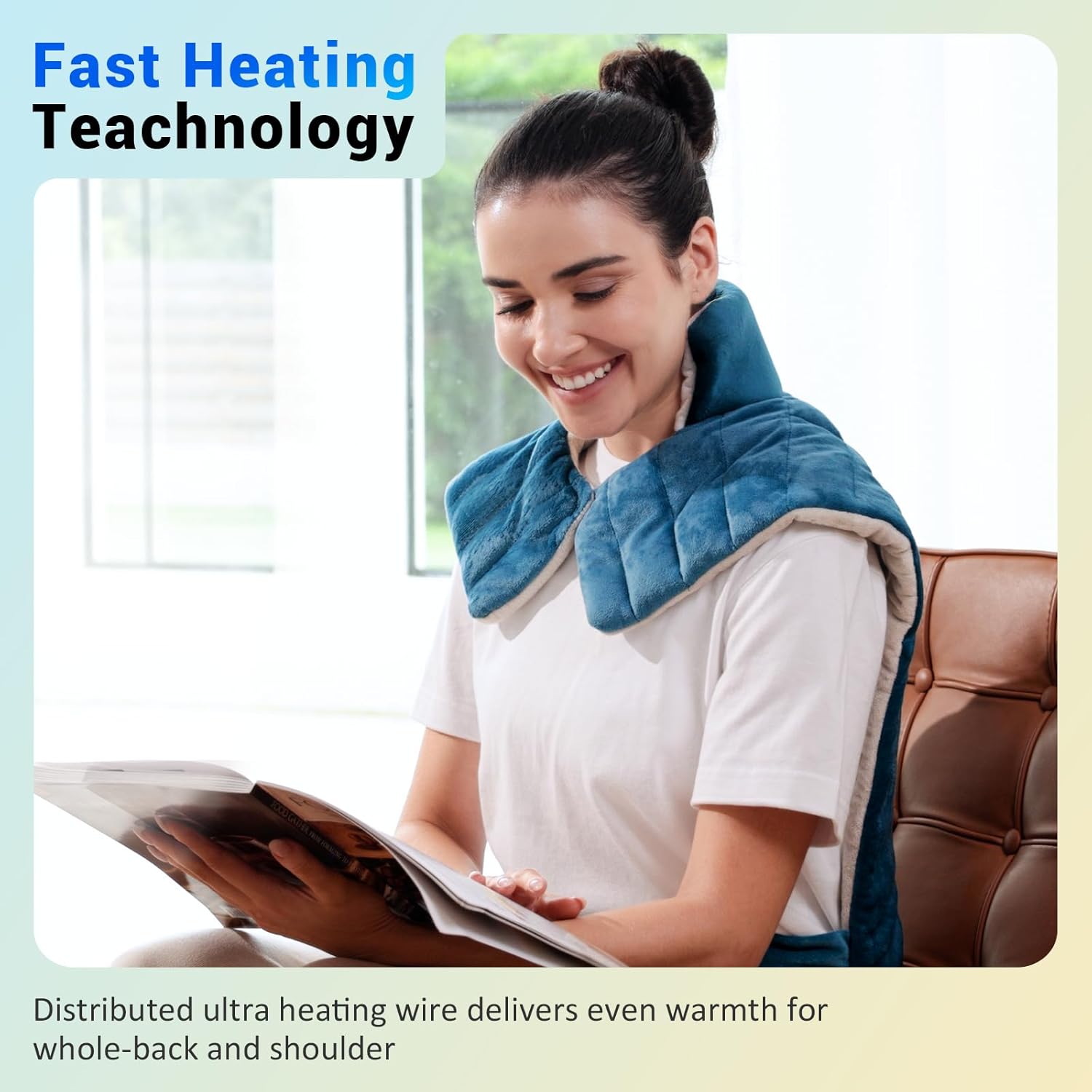 Comfytemp Heating Pad for Back Neck Shoulders, Weighted Electric Heating Pad for Full Back Relaxtion, Extra Large Heat Wrap, Wearable Heated Pad for Women Men Mom Dad Elderly with Auto-Off, 22"x33"