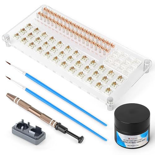 YIMAGUJRX RUNJRX 36 Switches Acrylic Lube Station,Keyboard Switch Grease 0.53oz/15g, Switch Opene for Cherry Kailh Akko TTC, Lube Kit for Mechanical Keyboard - 36 Switches