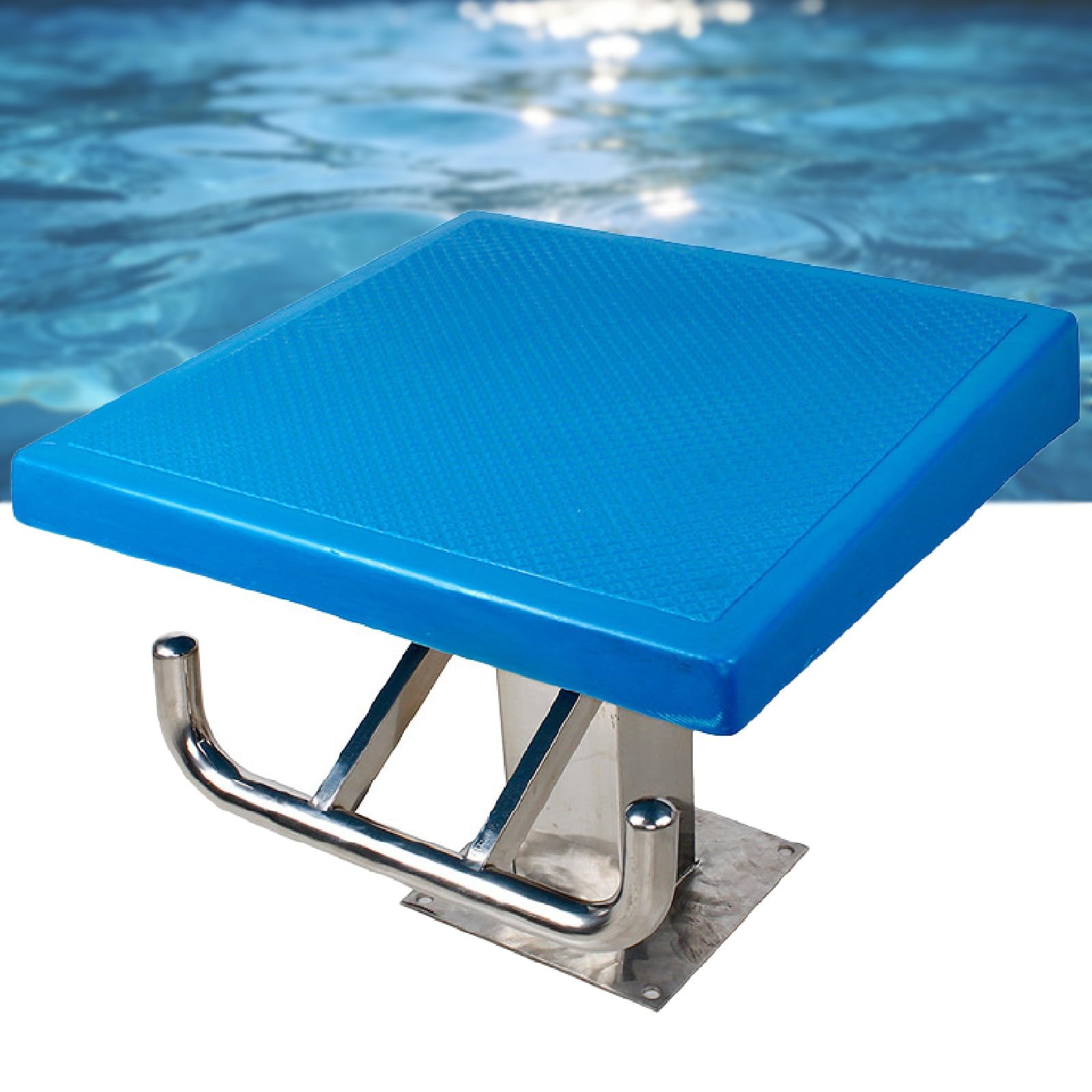 Tavola per immersioni da piscina con piattaforma in acciaio inox, inclinazione di 15°, superficie antiscivolo, supporta 181,4 kg, ideale per competizioni di nuoto indoor e outdoor