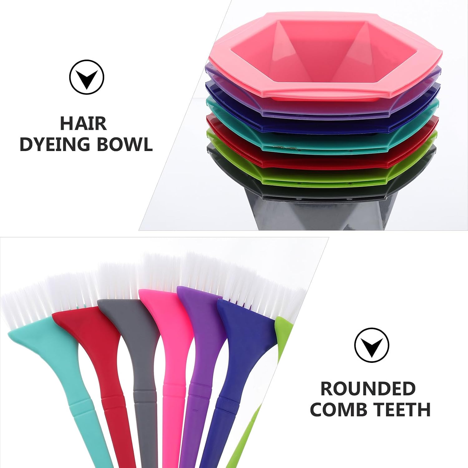 Mikinona Professional Hair Dyeing Kit with 7 Mixing Bowls and 7 Brushes Hair Coloring Tools Set for Salon and Home Use