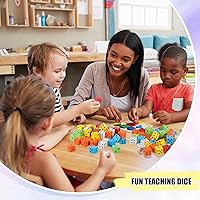 Vista 4 de Jenaai 100 dados de espuma para el aula, pequeños cubos de dados coloridos con puntos numéricos para enseñanza de matemáticas, regalos de fiesta