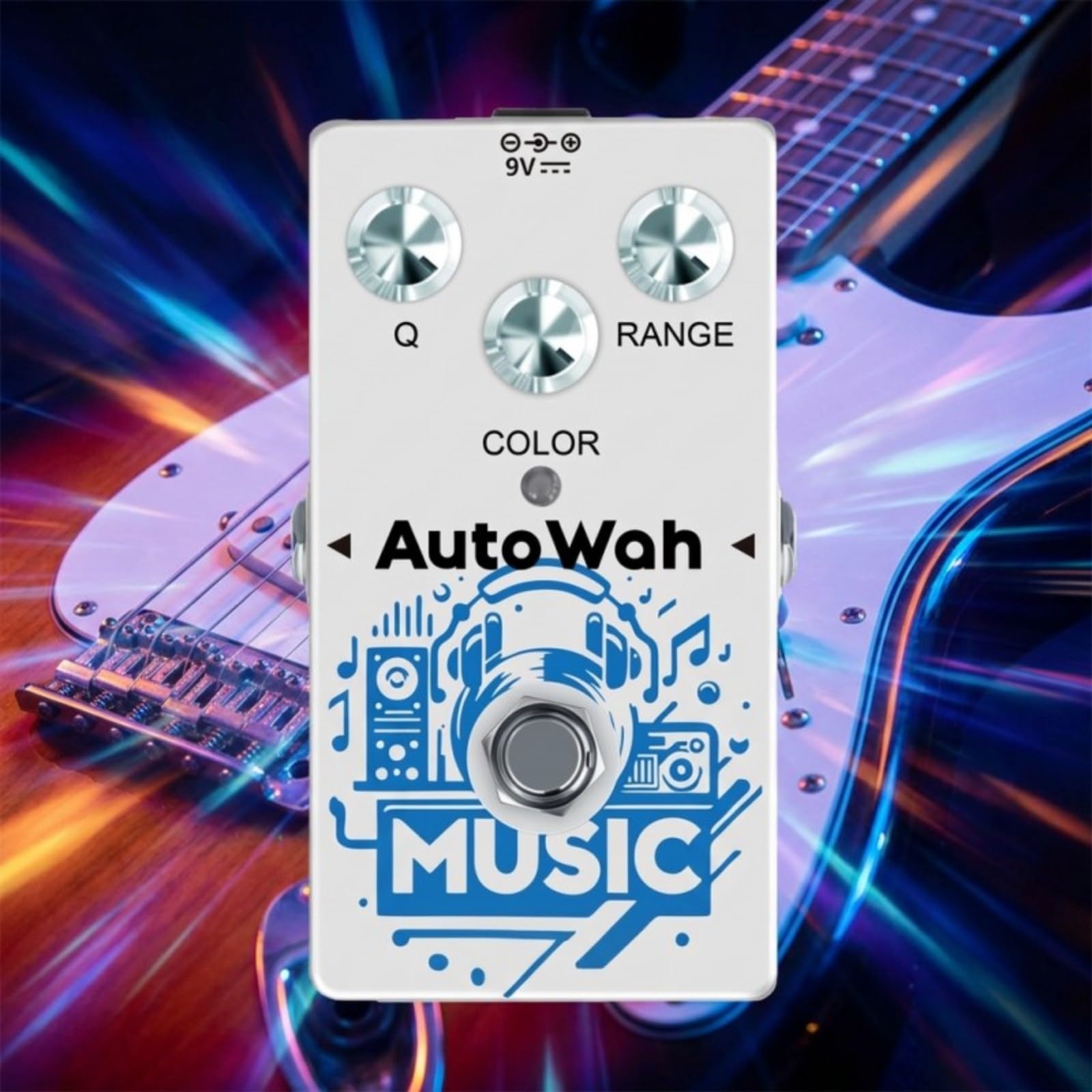 Auto Wah Pédale d'effets pour guitare Rowin RE-08 avec boîtier en alliage de zinc et bypass, offre des tonalités vintage funky pour guitaristes et basses sur scène ou en studio
