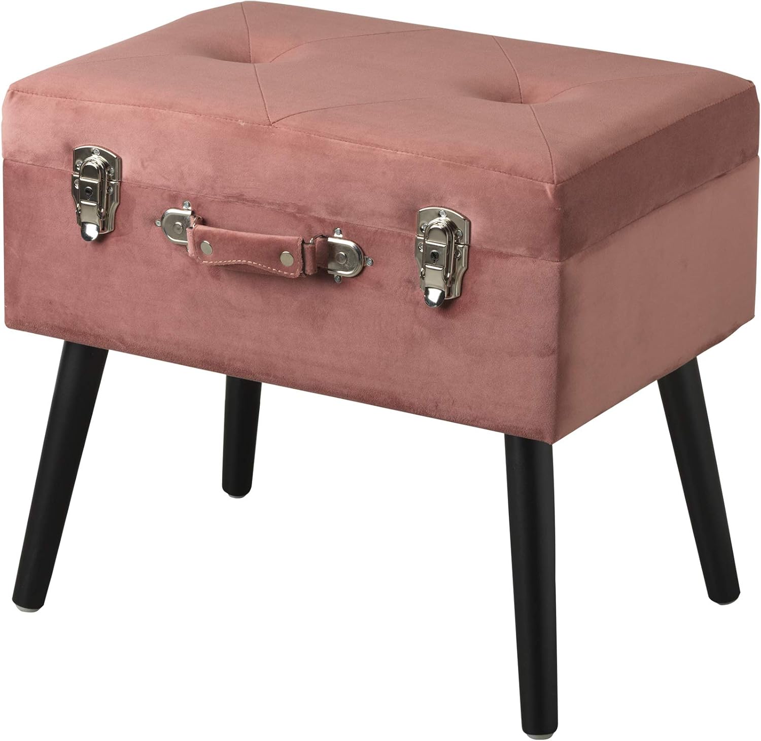 Baroni Home Pouf Contenitore a Forma di Valigia in Velluto, Sgabello