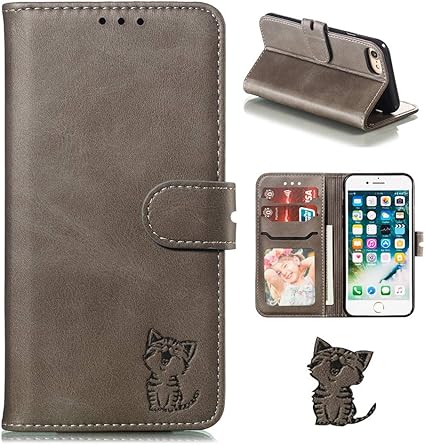 Amazon Co Jp Iphone Se 第2世代 Iphone8 ケース Iphone7 手帳型 Iphone6 カバー Iphone6s 保護ケース スマホケース 猫柄 Case カードポケット付き スタンド機能付き ベルトマグネット式 軽量 型押しpuレザー 可愛い 人気 おしゃれ かっこいい 男女兼用 Iphone8