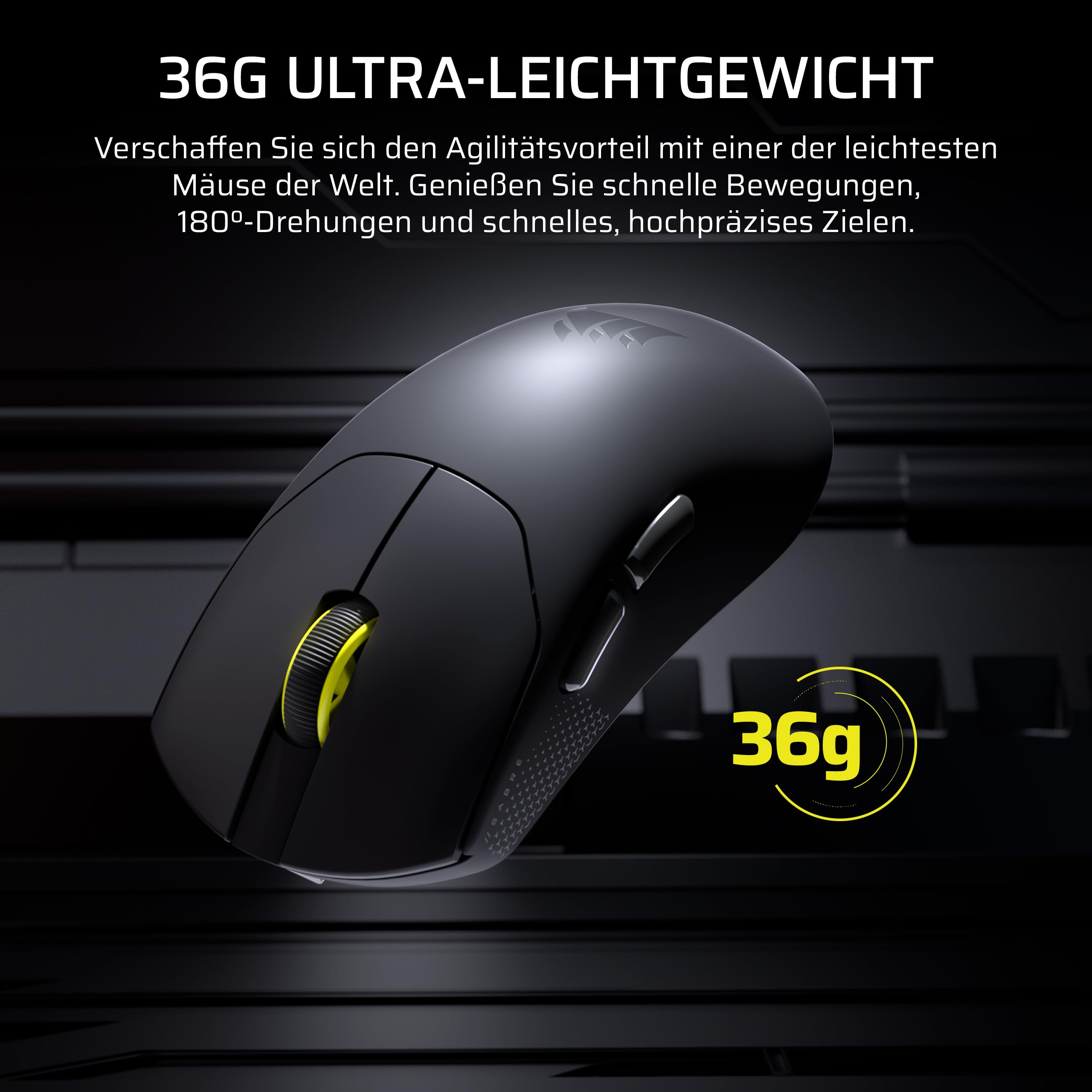 Corsair Sabre v2 PRO Ultralight Wireless FPS Gaming-Maus Schwarz 33K DPI 36g 8000Hz Hyper-Polling Mechanische Tastenschalter 70h Akkulaufzeit