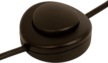 ElekTek Black Lamp Light Push Button In Line Switch, 65mm Diameter, Foot or Hand Operated Press Switch, for 2 or 3 Core Flex