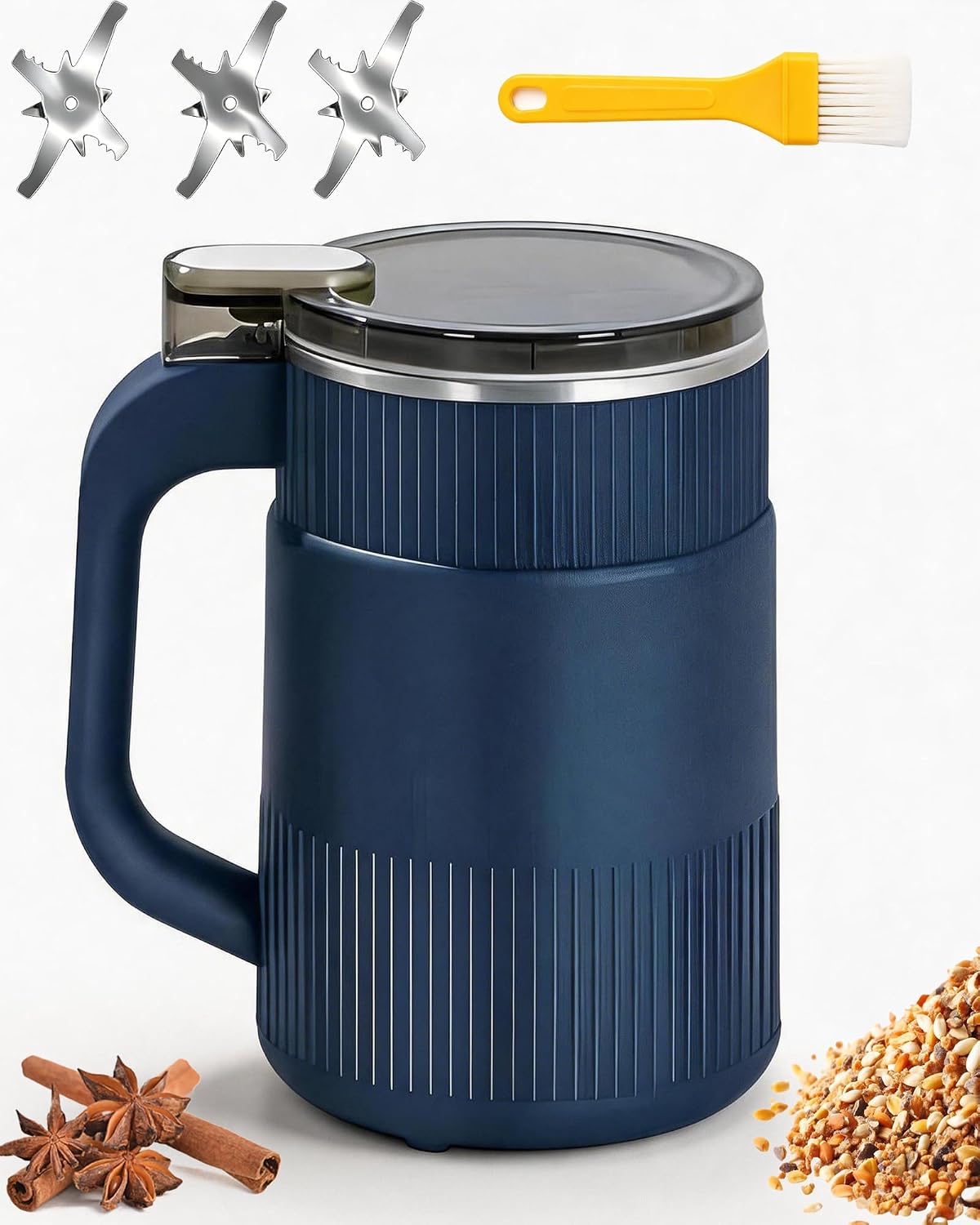 Electric Grain Mill Grinder 500G, 304 Stainless Steel Flour Mill Grinder for Home Use for Dry Grains Spices Coffee Corn Pepper, Ultrafine Grain Household Flour Mill, Kitchen