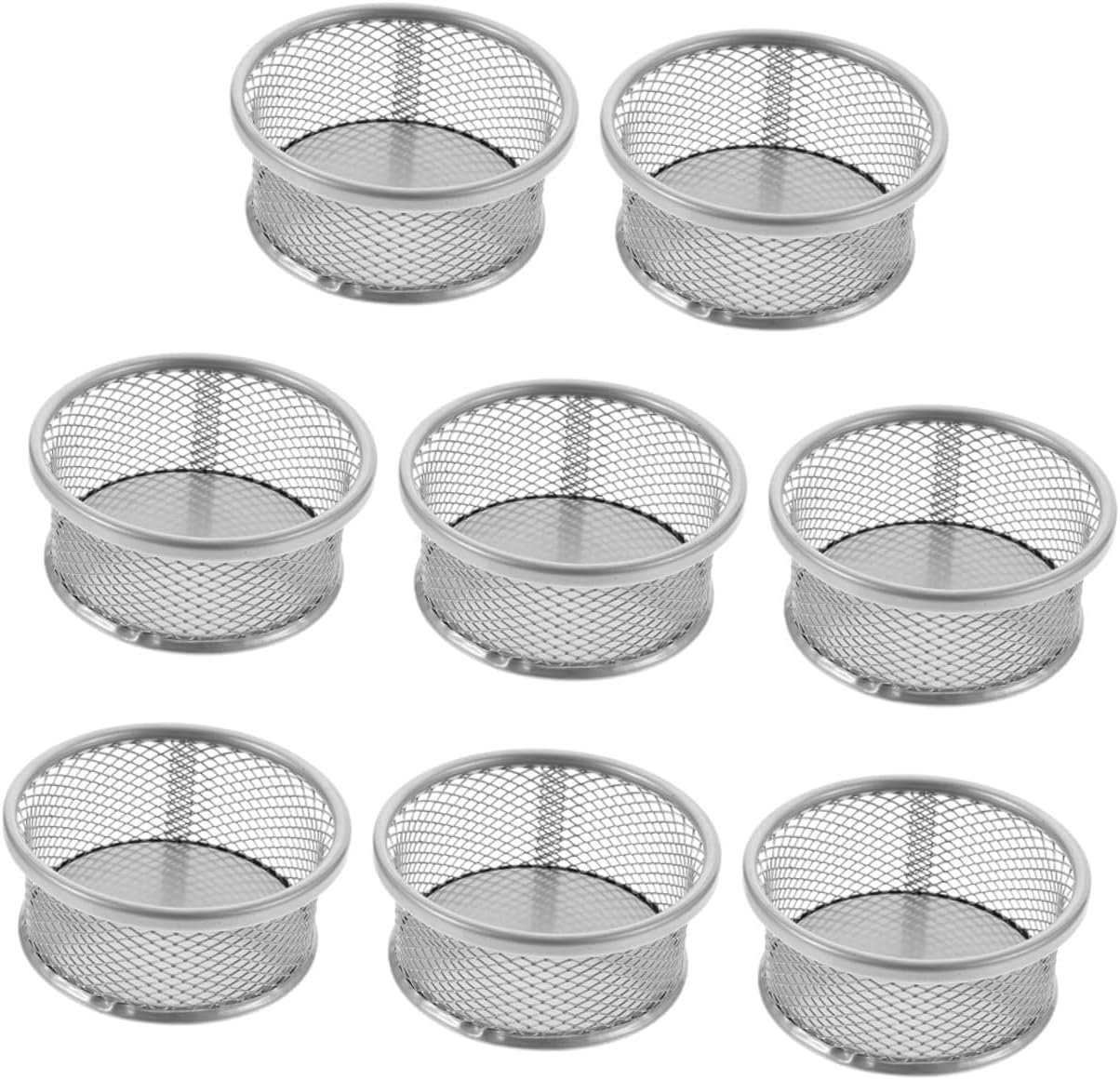 8Pcs Metal Mesh Paper Clip Holders Desk Organizer Compact Desktop Storage Containers for Office Supplies Stackable Design for Home and Workplace