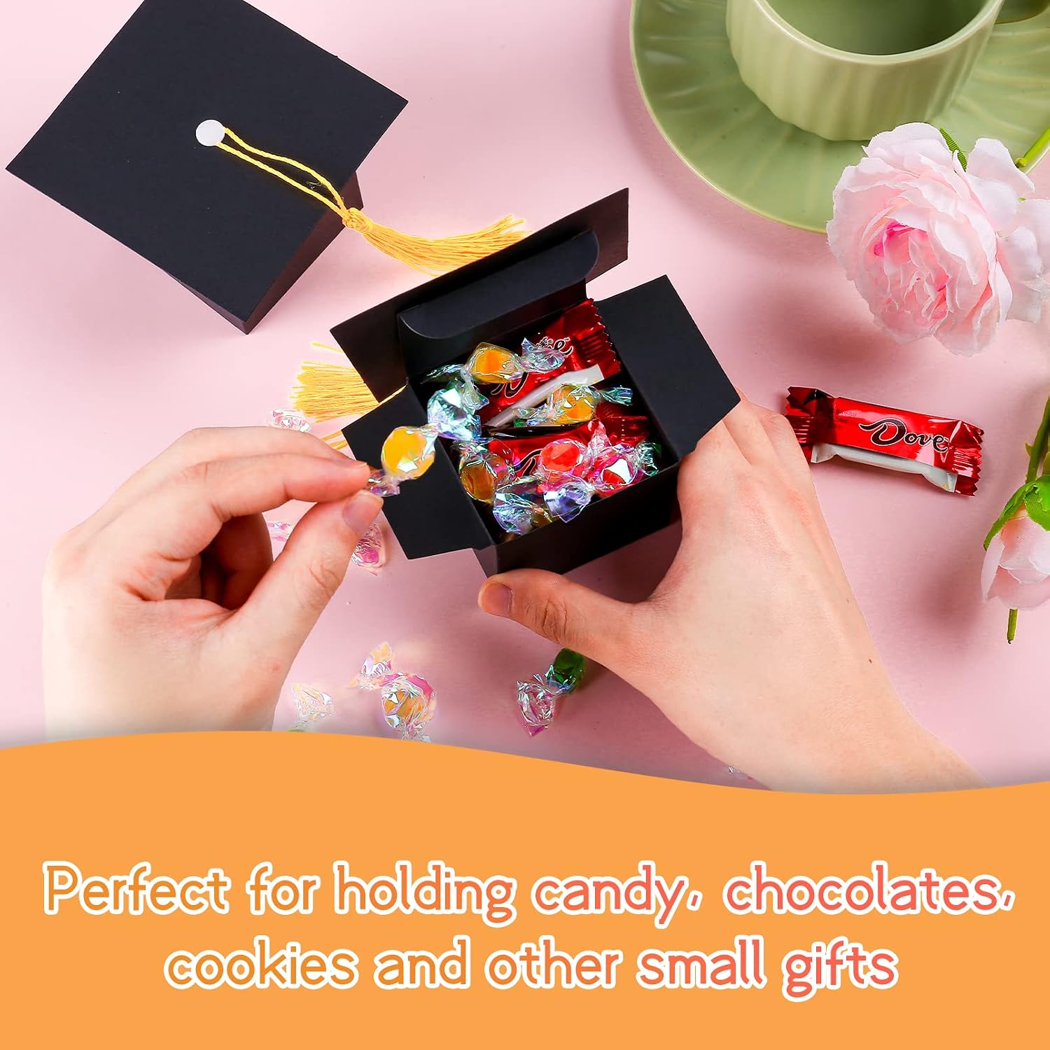 30pcs Graduation Cap Candy Box with Tassels Graduation Gift Candy Boxes for 2026 Graduation Decoration Gifts Grad Ceremony Party Favors