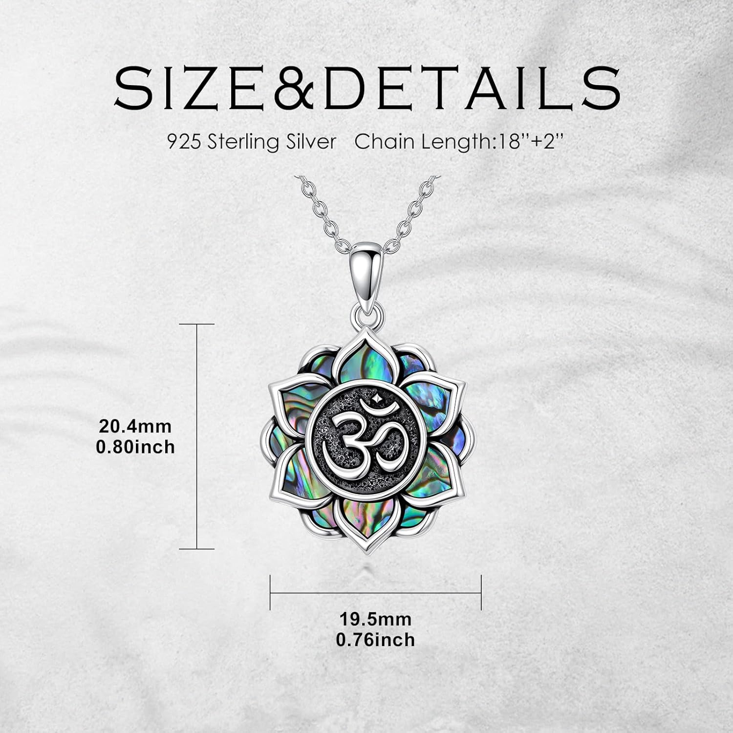 Om Necklace 925 Sterling Silver Lotus Om pendant Abalone Lotus Ohm Symbol Jewelry for Women - Image 6