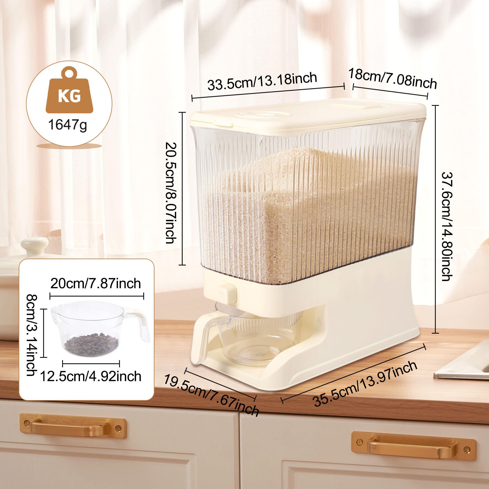 Dispenser di 10 kg contenitore di con misurino contenitore di stoccaggio del per organizzazione del piano di della dispensa della cucina