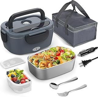 Electric Heated Lunch Box for Men/Women Home 80W Portable Food Warmer with 12V/24V/110V/220V Stainless