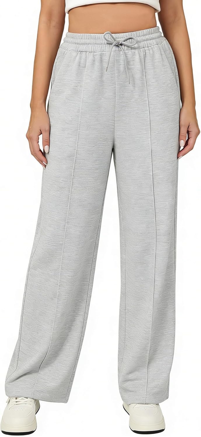 Women Wide Leg Sweatpants Elastic Waistband Casual Baggy Athletic Joggers with Pockets