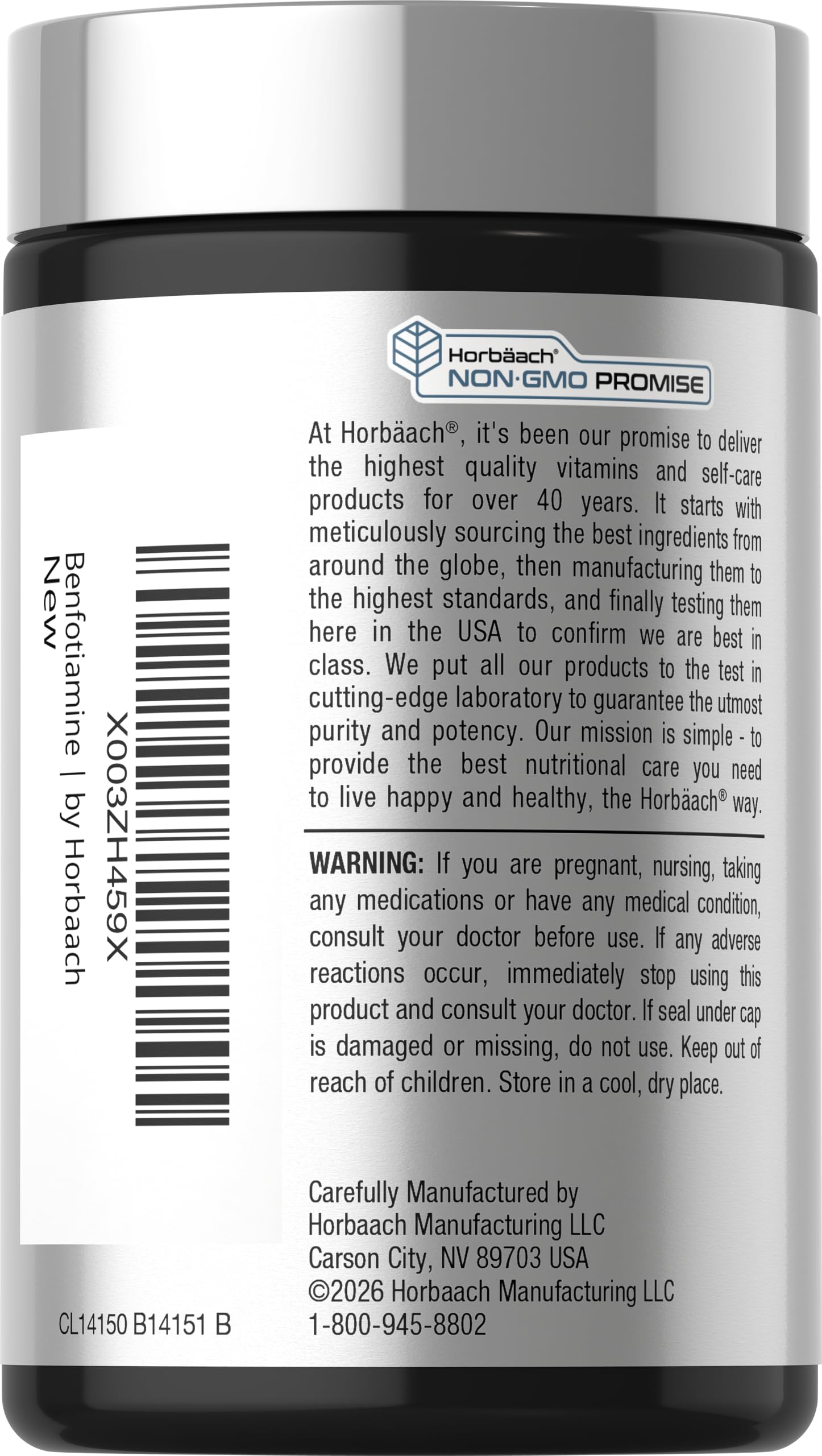 Horbaach Benfotiamine 300mg | 60 Capsules | Vitamin B1 Thiamine — Amazon image 3