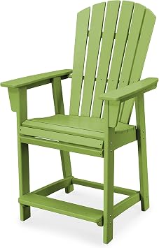 POLYWOOD Nautical Curveback Adirondack Counter Chair in Lime