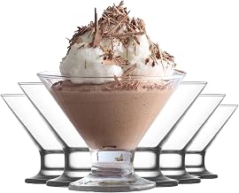 NORDIC SCHILLER Ice Cream Glasses Set (6, 175 ml), Dessert Cups with Stand, Dessert Bowls for Ice Cream, Ice Cream Cups, Dessert, Fruits, Appetizers, Cocktails, Dessert Glasses