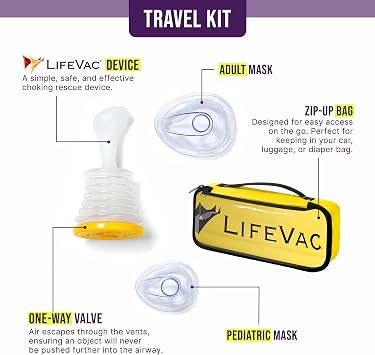 LifeVac Home & Yellow Travel Combo Kit - Portable Suction Rescue Device, First Aid Kit for Kids and Adults, Portable Airway Suction Device for Children and Adults