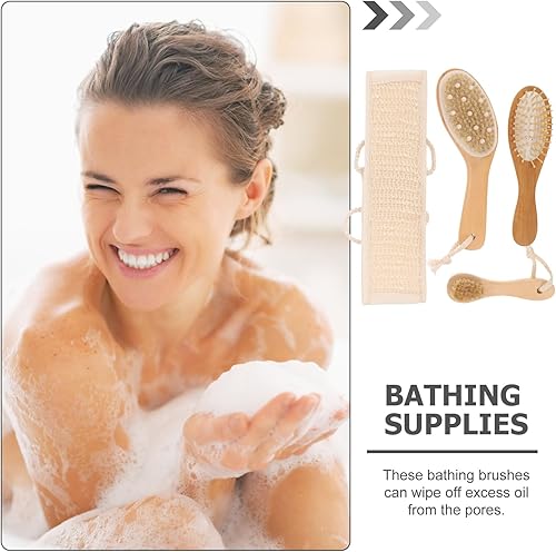Miniatura 2 de 4 unids 1 juego de cepillo de baño kit de limpieza toallas suaves toalla corporal cepillo de limpieza cepillo de cuerpo seco ducha lavado ropa baño