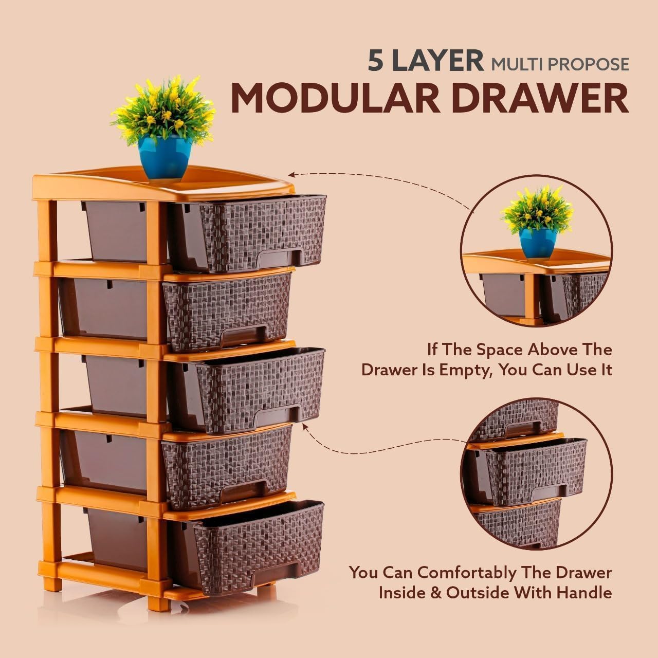 AVZEEGO 5 Drawer Storage System - Organize Your Home & Office -7