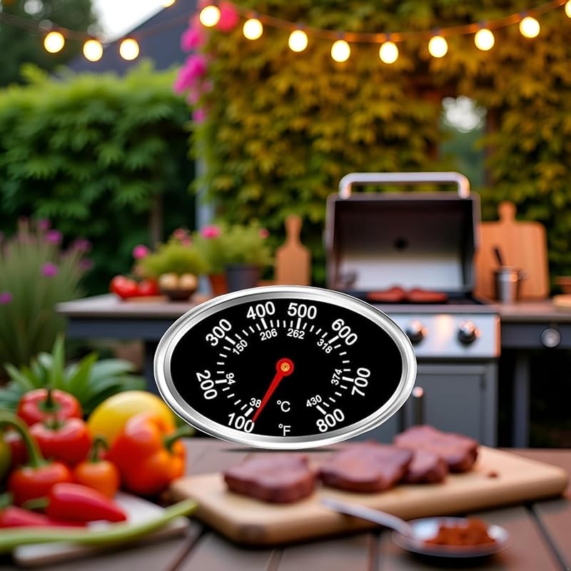 Grill Lid Thermometer Heat Indicator Replacement Parts for Nexgrill 720 Series (720-0697/720-0737/720-0830H/720-0888) BBQ Temperature Gauge, Heat Indicator and Outdoor Cooking Tools
