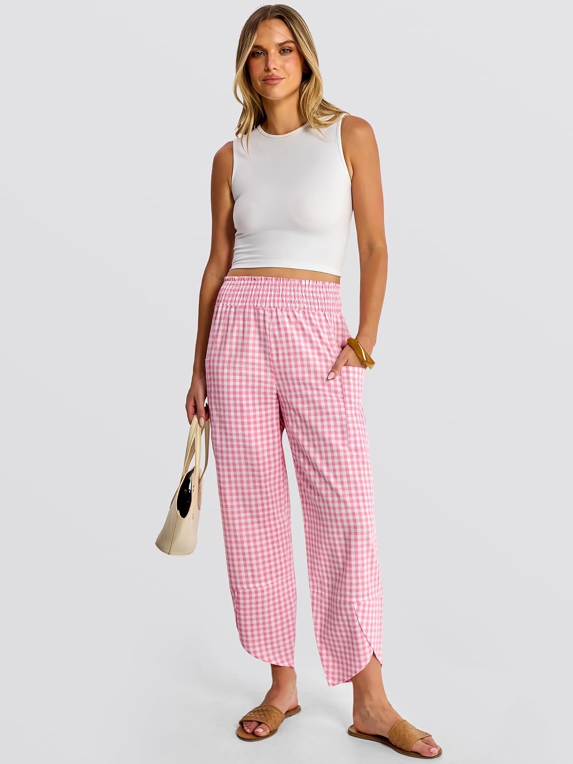 ANRABESS Womens Wide Leg Palazzo Capri Pants 2026 Summer Casual High Waisted Barrel Lounge Flowy Cropped Beach Work Trousers