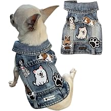 Dog Jean Jacket - Cute Dog Outfits for Small & Medium Pets - Light & Breathable Denim Vest - Stylish Denim Cat Jacket Unique Designs - Easy to Wear & Take Off-Cool Puppy Clothes Medium