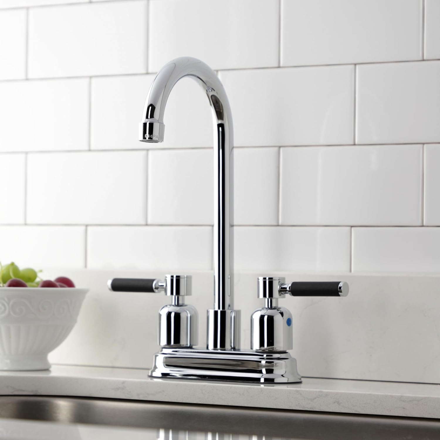 Kingston Brass KB8491DKL Kaiser Two-Handle 2-Hole Deck Mount Bar Faucet in Polished Chrome