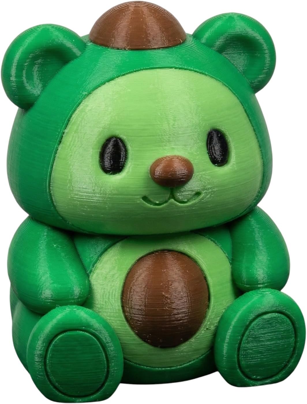 Avocado Bear Collectible Figurine - Vibrant Green Desk Decor, Unique Shelf Accent for Home or Office - 3D Printed in Canada