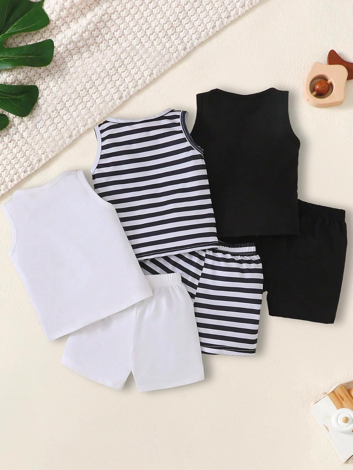 Baby Boys 6 Piece Summer Clothes Sleeveless Tank Tops Camisoles and Shorts Set Casual Outfits for Toddler Infant 6M-3Y