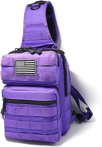 Miniatura 8 de aYrap Bolso táctico de la honda Mochila de hombro Molle Assault Range Bolsas de pecho Pack Día Bolsa de pañales, Caqui, Bolso táctico de la honda